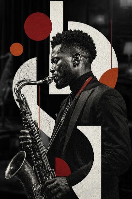 Saxophoniste, illustration musicale issue de la référence visuelle